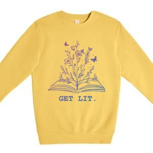 Library Book Wildflowers Lovers Literature Teacher Gift Premium Crewneck Sweatshirt