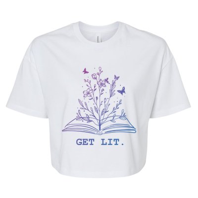 Library Book Wildflowers Lovers Literature Teacher Gift Bella+Canvas Jersey Crop Tee