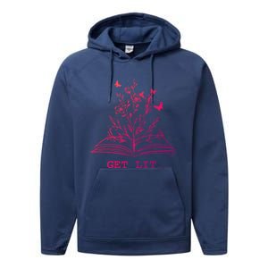 Library Book Wildflowers Lovers Literature Teacher Gift Performance Fleece Hoodie