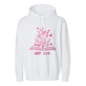 Library Book Wildflowers Lovers Literature Teacher Gift Garment-Dyed Fleece Hoodie