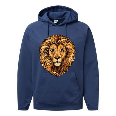 Lion Boy Womens Lion Graphic Tees For Women Men Performance Fleece Hoodie