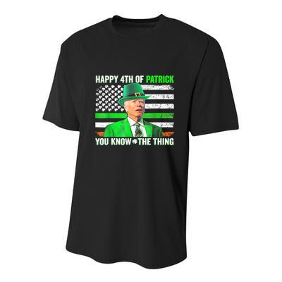 Leprechaun Biden You Know... The Thing For St Patricks Day Youth Performance Sprint T-Shirt