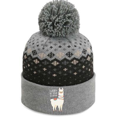 Llama Be Your Valentine Love Valentine's Day Llama Alpaca The Baniff Cuffed Pom Beanie