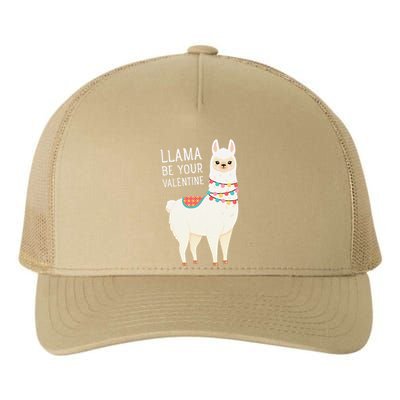 Llama Be Your Valentine Love Valentine's Day Llama Alpaca Yupoong Adult 5-Panel Trucker Hat