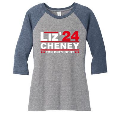 Liz Cheney 2024 For President Women's Tri-Blend 3/4-Sleeve Raglan Shirt