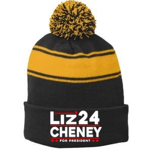 Liz Cheney 2024 For President Stripe Pom Pom Beanie