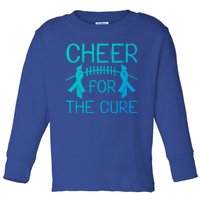 Lung Cancer Awareness Cheer For The Cure Football Gift Toddler Long Sleeve Shirt