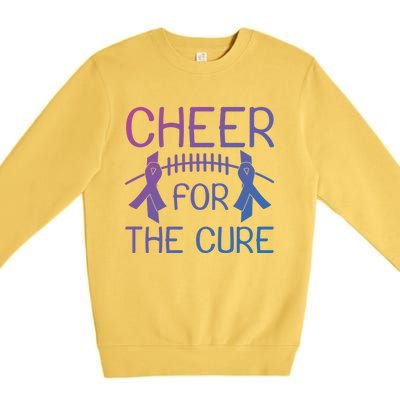 Lung Cancer Awareness Cheer For The Cure Football Gift Premium Crewneck Sweatshirt