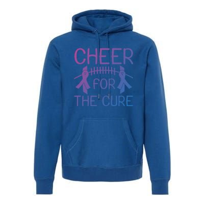 Lung Cancer Awareness Cheer For The Cure Football Gift Premium Hoodie