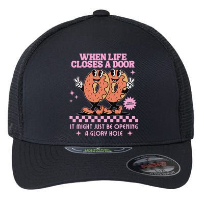 Life Closes A Door Funny Embarrassing Gag Glory Hole Meme Flexfit Unipanel Trucker Cap