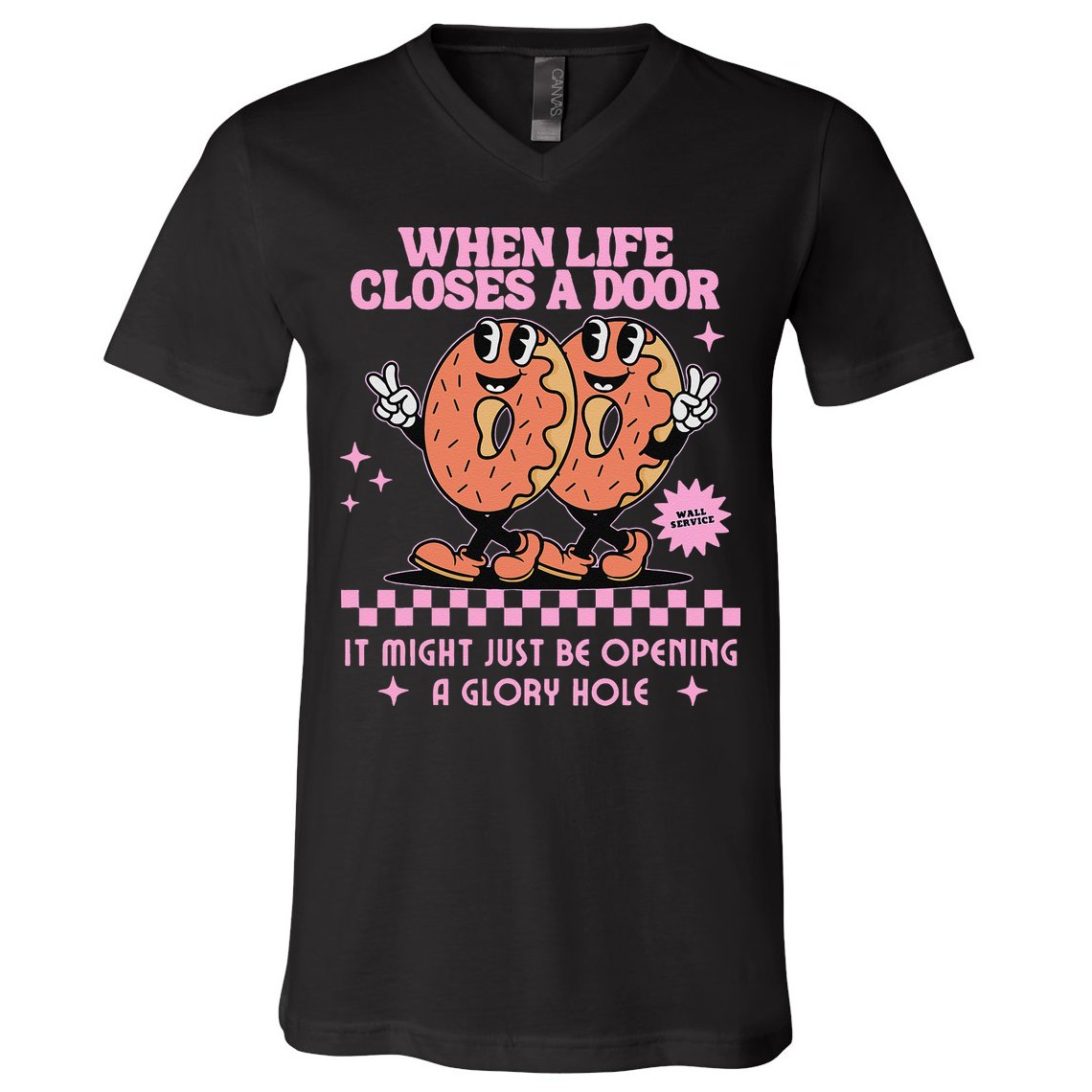 Life Closes A Door Funny Embarrassing Gag Glory Hole Meme V-Neck T-Shirt