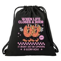 Life Closes A Door Funny Embarrassing Gag Glory Hole Meme Drawstring Bag