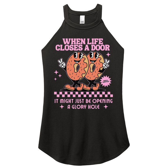 Life Closes A Door Funny Embarrassing Gag Glory Hole Meme Women's Perfect Tri Rocker Tank