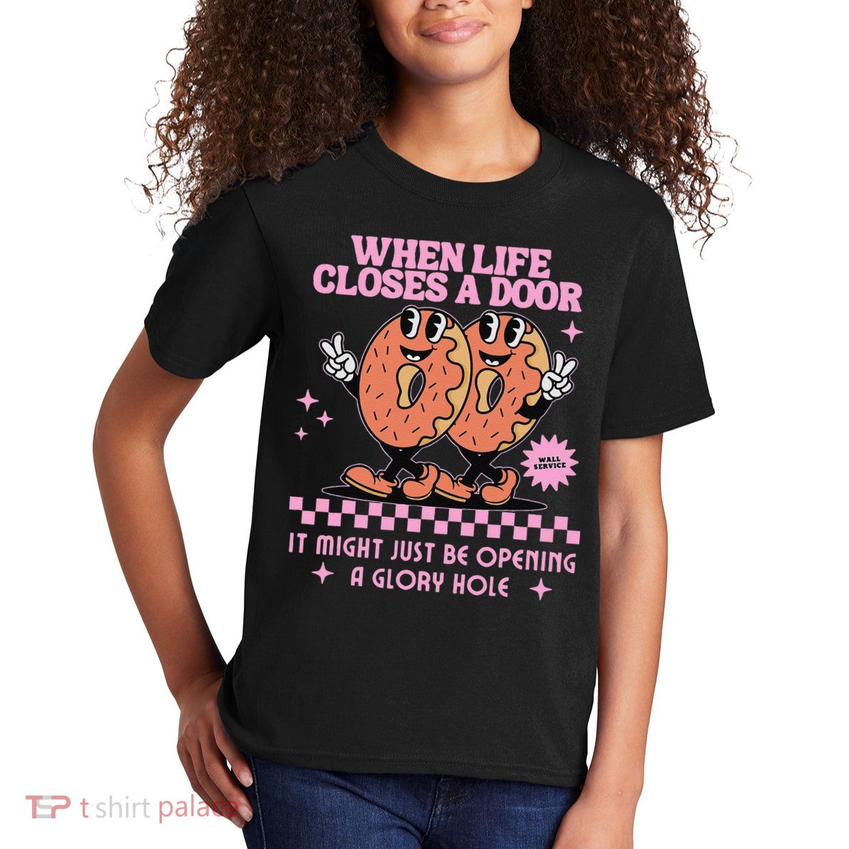 Life Closes A Door Funny Embarrassing Gag Glory Hole Meme Kids T-Shirt