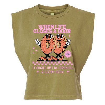 Life Closes A Door Funny Embarrassing Gag Glory Hole Meme Garment-Dyed Women's Muscle Tee