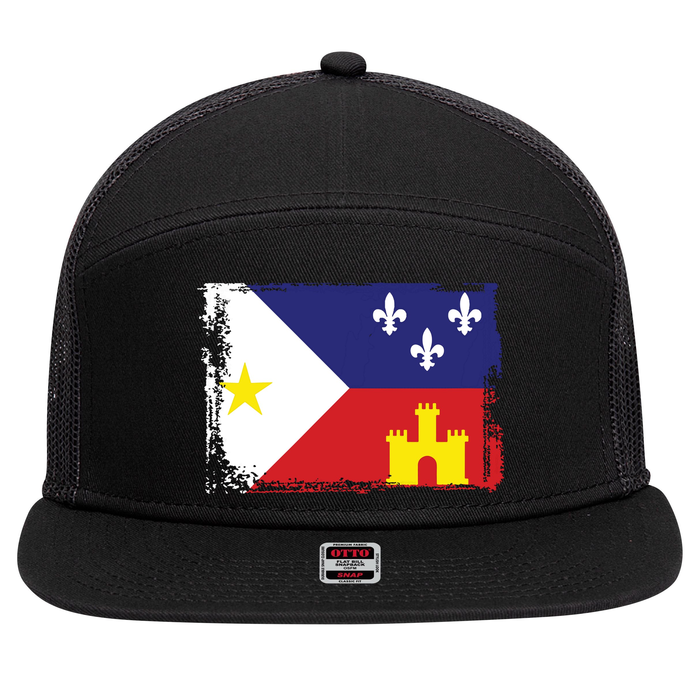 Louisiana Cajun Acadiana Flag 7 Panel Mesh Trucker Snapback Hat