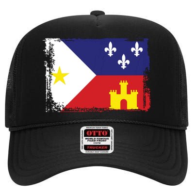 Louisiana Cajun Acadiana Flag High Crown Mesh Back Trucker Hat