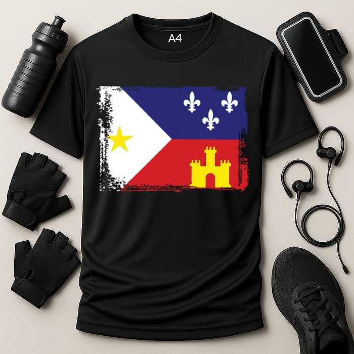 Louisiana Cajun Acadiana Flag Cooling Performance Crew T-Shirt