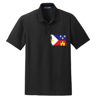 Louisiana Cajun Acadiana Flag Dry Zone Grid Polo