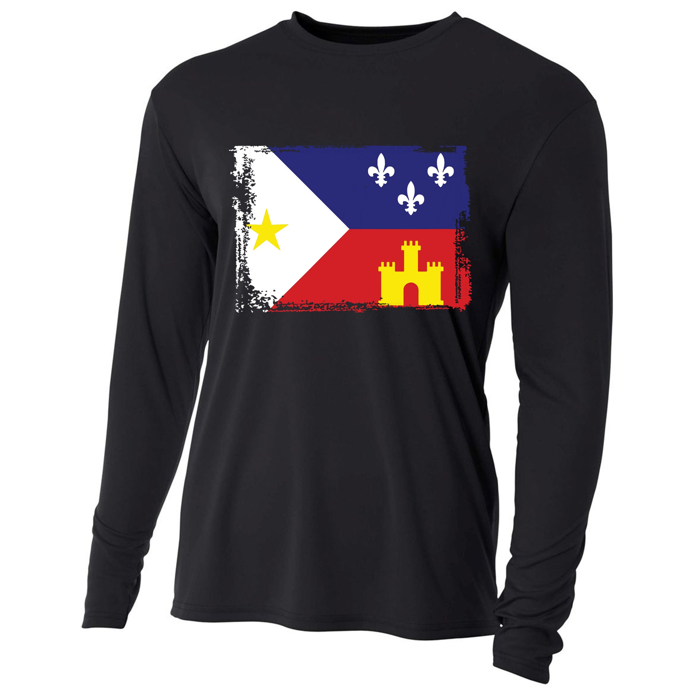 Louisiana Cajun Acadiana Flag Cooling Performance Long Sleeve Crew