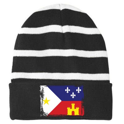 Louisiana Cajun Acadiana Flag Striped Beanie with Solid Band