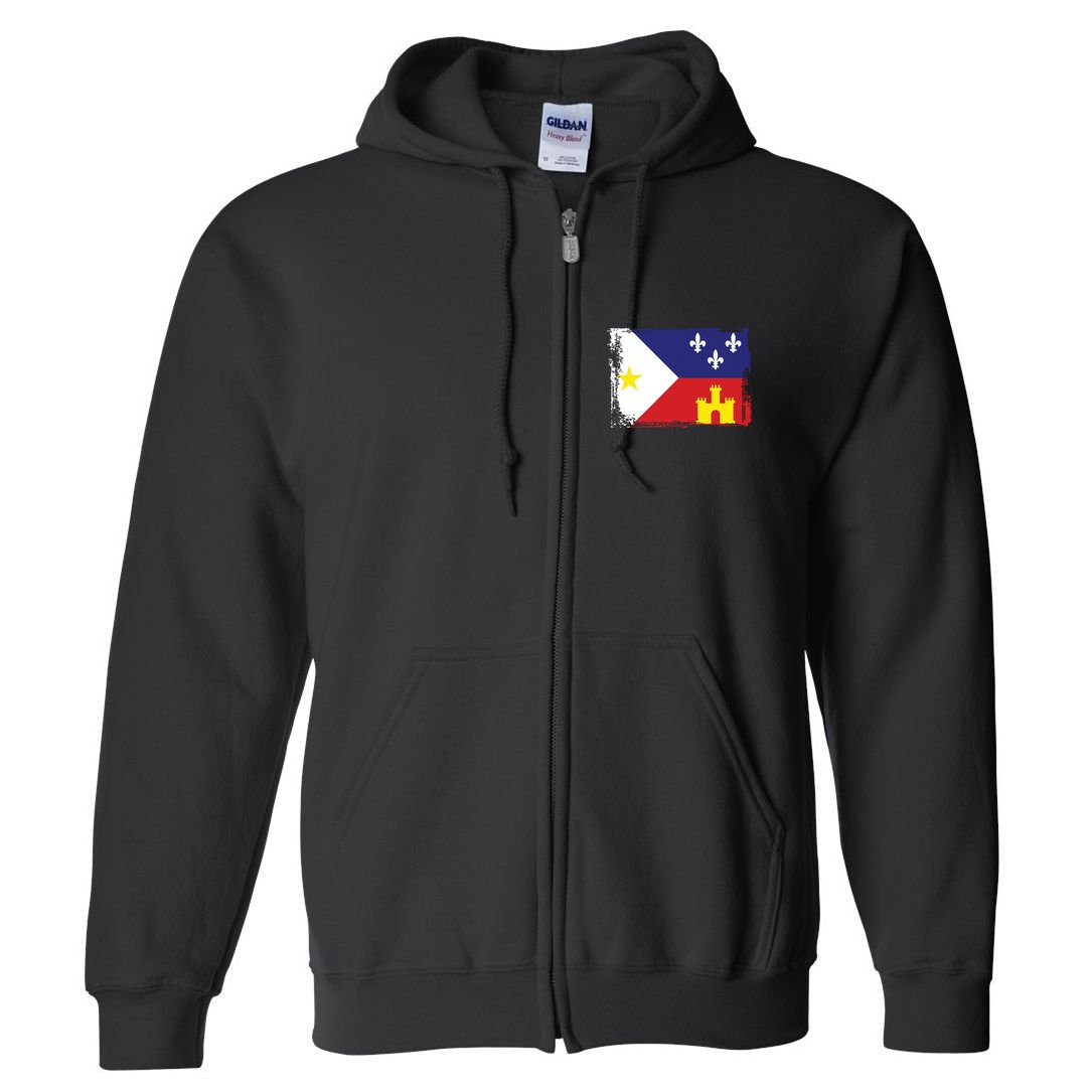 Louisiana Cajun Acadiana Flag Full Zip Hoodie