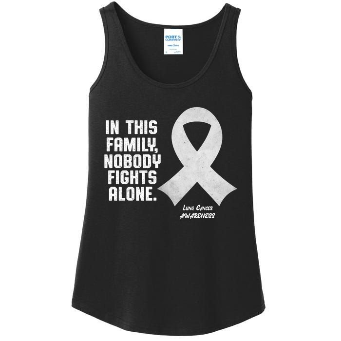 Lung Cancer Awareness Nobody In This Family Fights Alone Ladies Essential Tank