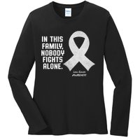 Lung Cancer Awareness Nobody In This Family Fights Alone Ladies Long Sleeve Shirt