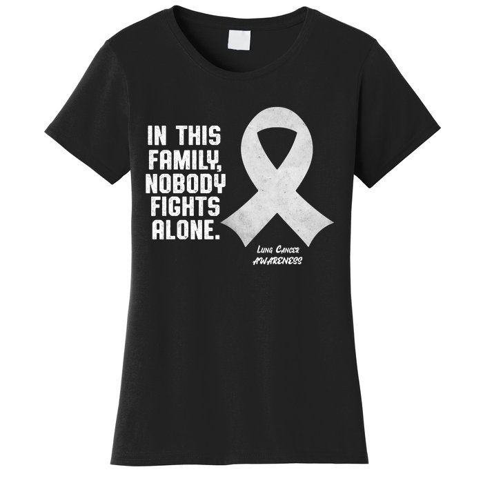 Lung Cancer Awareness Nobody In This Family Fights Alone Women's T-Shirt