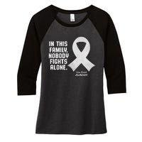 Lung Cancer Awareness Nobody In This Family Fights Alone Women's Tri-Blend 3/4-Sleeve Raglan Shirt