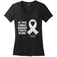 Lung Cancer Awareness Nobody In This Family Fights Alone Women's V-Neck T-Shirt