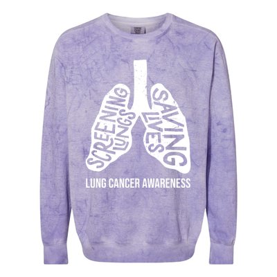 Lung Cancer Awareness Saving Lives Colorblast Crewneck Sweatshirt