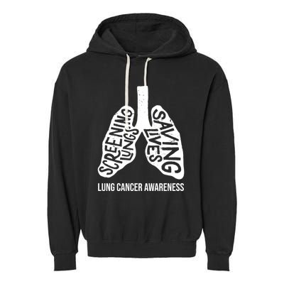 Lung Cancer Awareness Saving Lives Garment-Dyed Fleece Hoodie