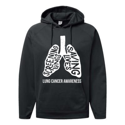 Lung Cancer Awareness Saving Lives Performance Fleece Hoodie