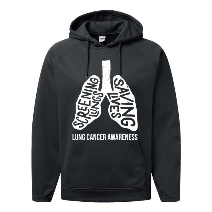 Lung Cancer Awareness Saving Lives Performance Fleece Hoodie