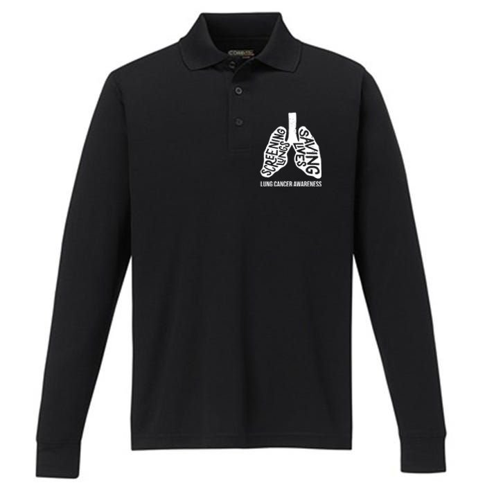 Lung Cancer Awareness Saving Lives Performance Long Sleeve Polo