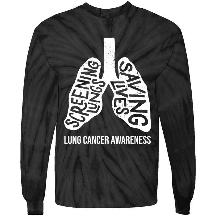 Lung Cancer Awareness Saving Lives Tie-Dye Long Sleeve Shirt