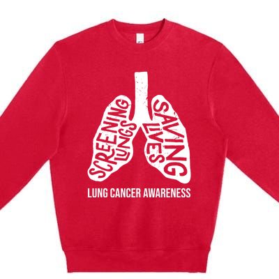 Lung Cancer Awareness Saving Lives Premium Crewneck Sweatshirt