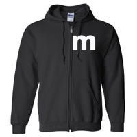 Lower Case Alphabet Matching Design Costume Cute Letter Full Zip Hoodie