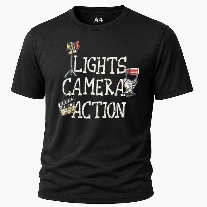 Lights Camera Action Film Director Cooling Performance Crew T-Shirt