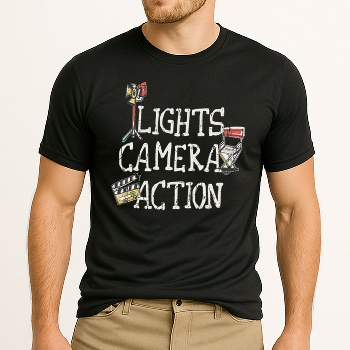 Lights Camera Action Film Director Cooling Performance Crew T-Shirt
