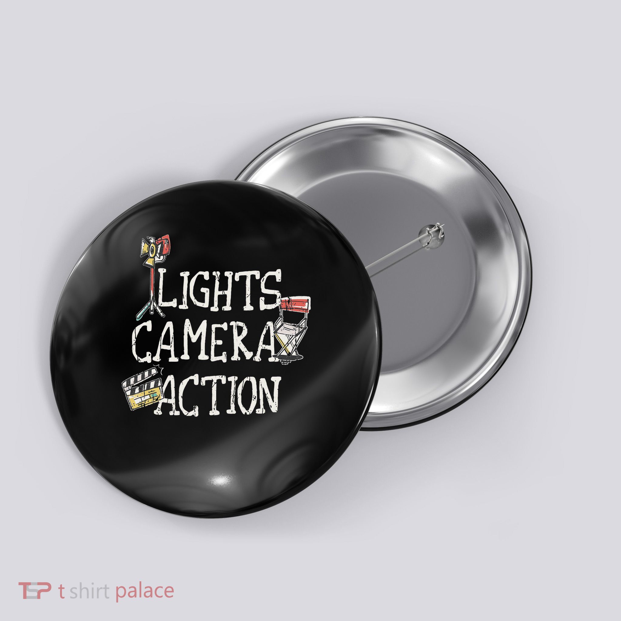 Lights Camera Action Film Director Button