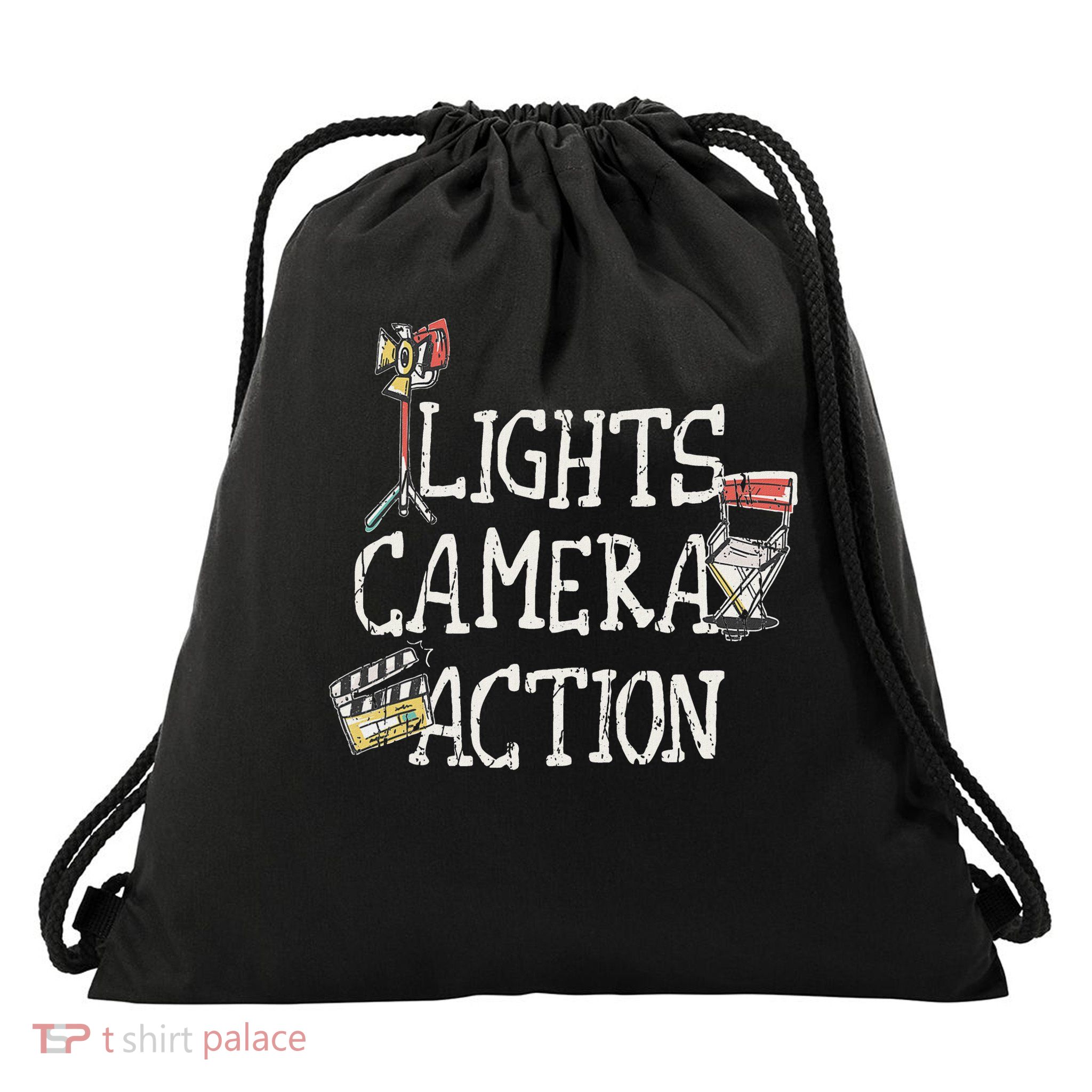 Lights Camera Action Film Director Drawstring Bag