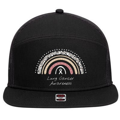 Lung Cancer Awareness Rainbow 7 Panel Mesh Trucker Snapback Hat