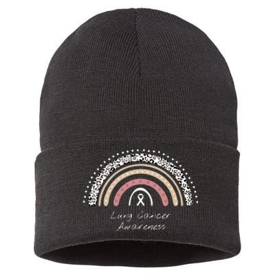 Lung Cancer Awareness Rainbow Sustainable Knit Beanie