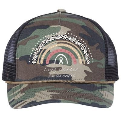 Lung Cancer Awareness Rainbow Retro Rope Trucker Hat Cap