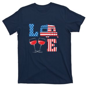 Love Camping American Flag Flip Flop 4th Of July Camper Gift T-Shirt