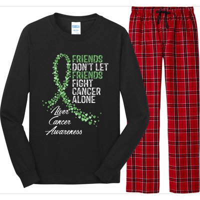 Liver Cancer Awareness Friends Fighter Warrior Support Long Sleeve Pajama Set