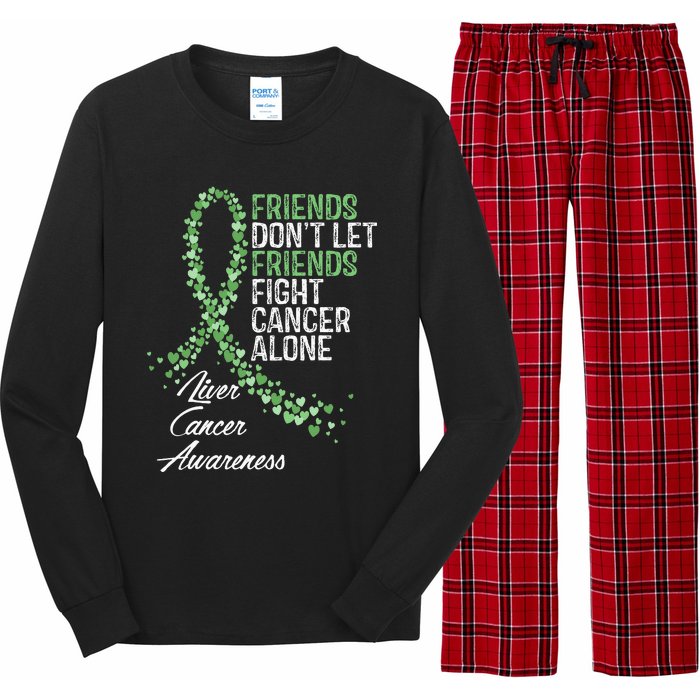 Liver Cancer Awareness Friends Fighter Warrior Support Long Sleeve Pajama Set