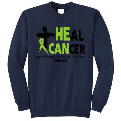 Lymphoma Cancer Awareness Heal Cancer Green Ribbon Tall Sweatshirt